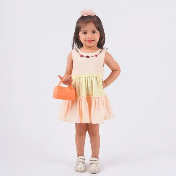 The Joyful Dress | Layered Double Colour Frock | 0-4 Years | Muslin Cotton | Handcrafted