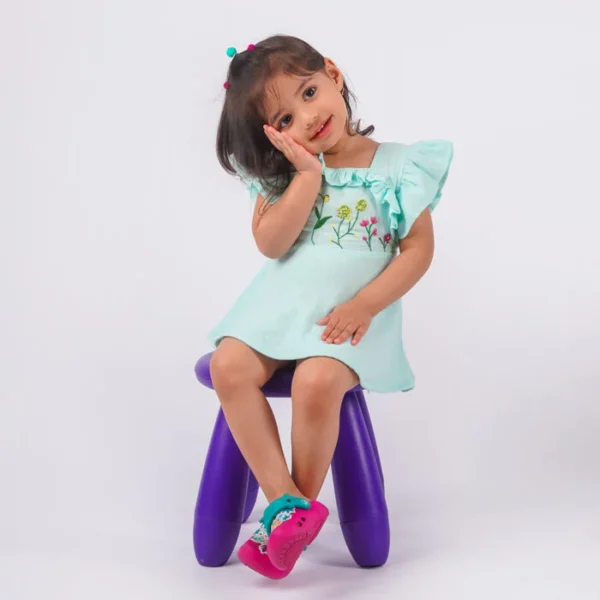 Dancing Dreams Fit & Flare Dress | Sea Green | Hand Embroidery | Muslin Cotton | 0-4 Years