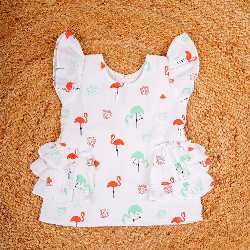 Frill short dress for baby girls